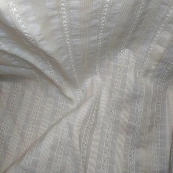 Vintage 50's Handmade Bow Trimmed Embroidered Stripe Ivory Brocade Wedding Dress - Picture 11 of 13